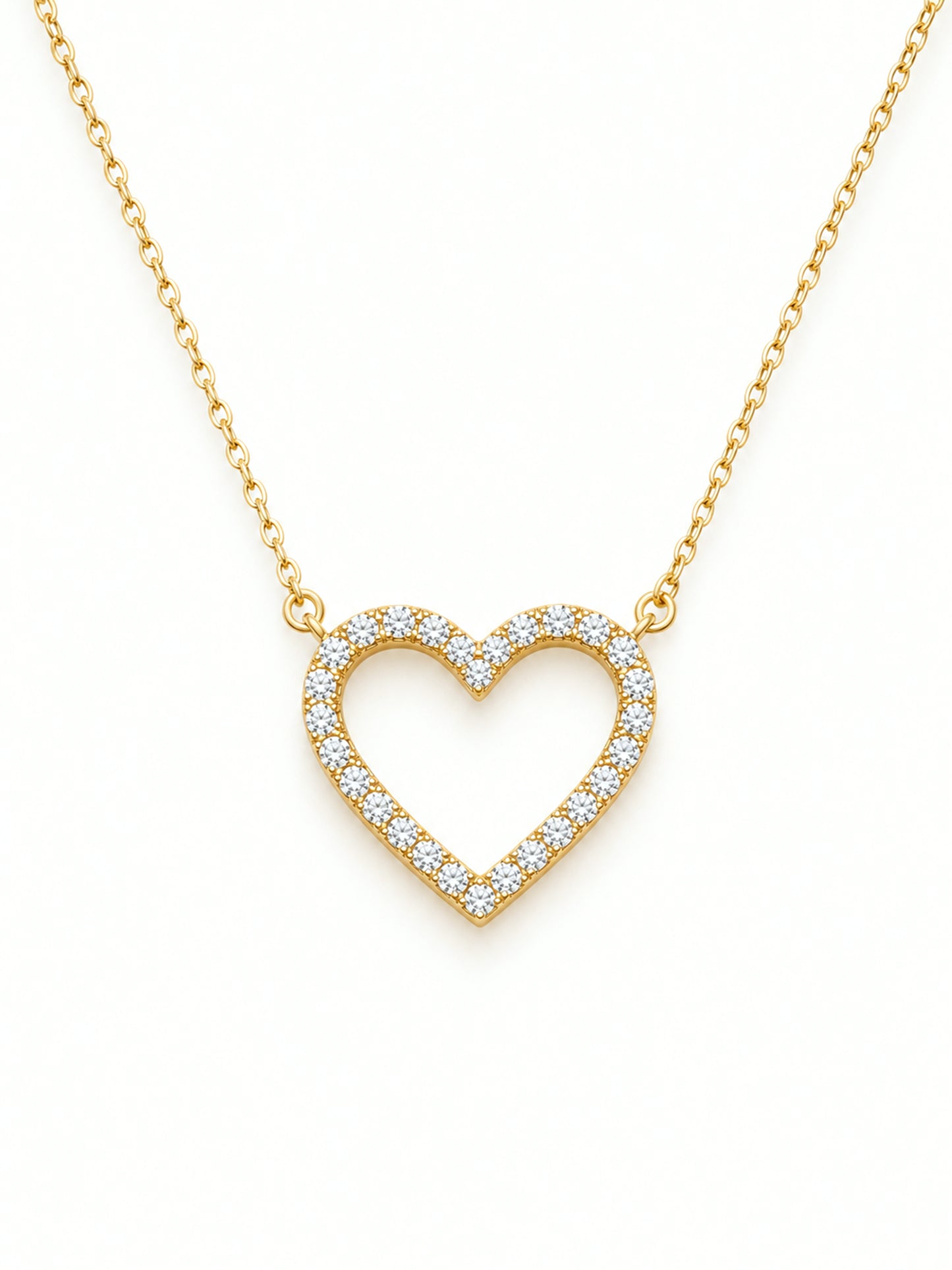 Moissanit-Halskette „Open Heart“ – Offenes Herz mit Pavé (0,3 ct)