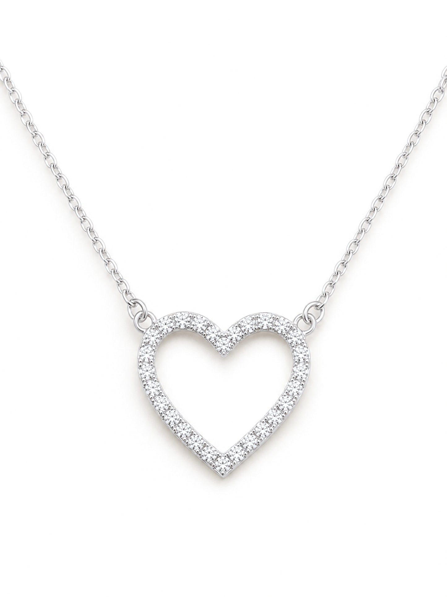 Moissanit-Halskette „Open Heart“ – Offenes Herz mit Pavé (0,3 ct)