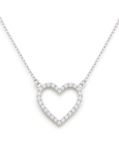 Moissanit-Halskette „Open Heart“ – Offenes Herz mit Pavé (0,3 ct) – Silber