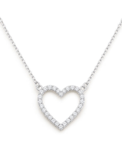 Moissanit-Halskette „Open Heart“ – Offenes Herz mit Pavé (0,3 ct)