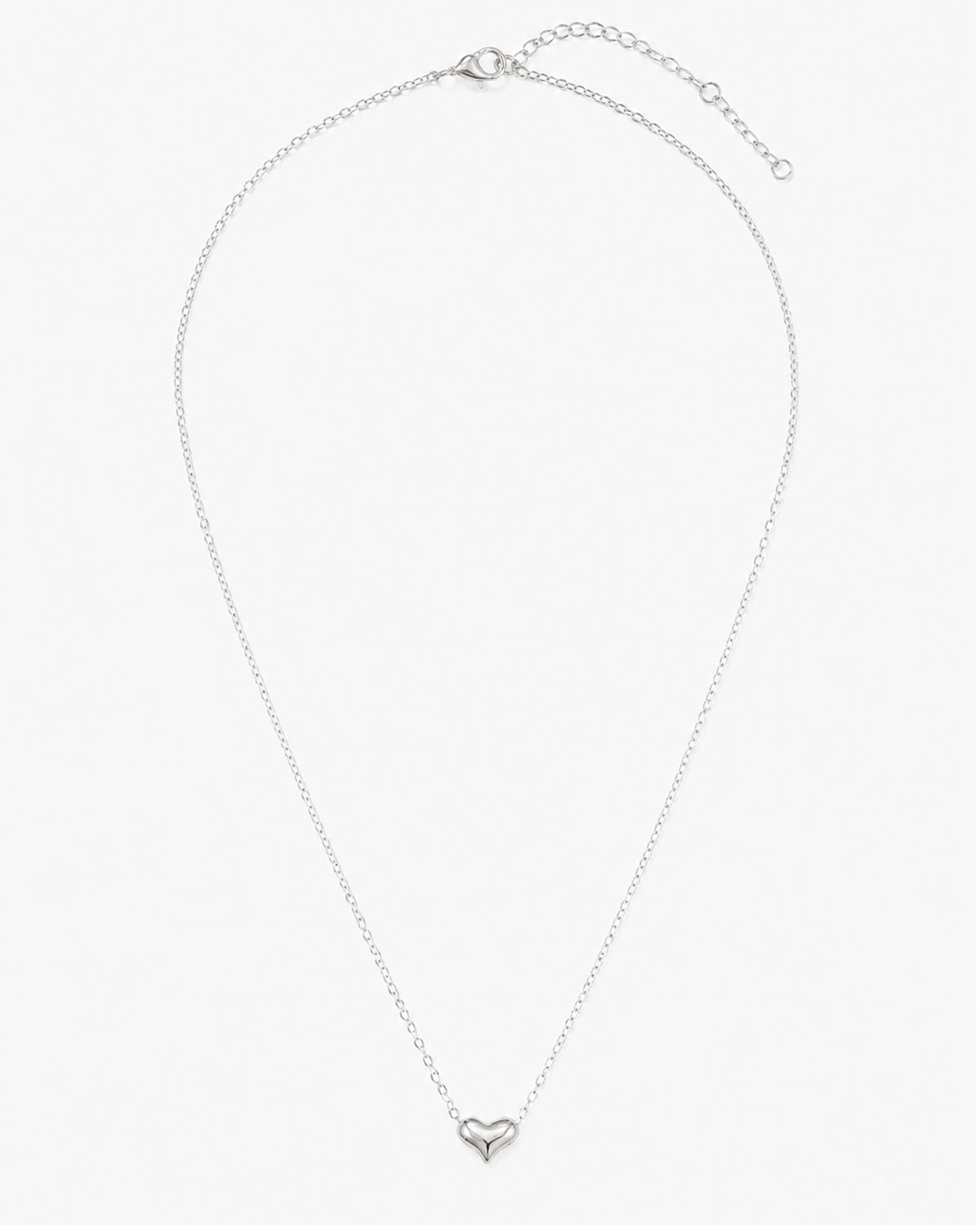 Kette „Herzflüstern“ – minimalistischer Puff-Herz Anhänger, glatt & zart – Silber