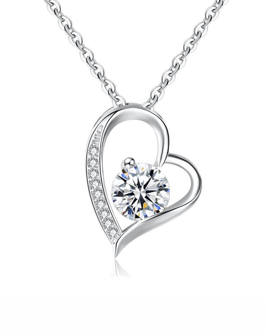 Kette „Herzstern“ – Herzanhänger mit Zirkonia-Mittelstein & Pavé-Linie – Silber