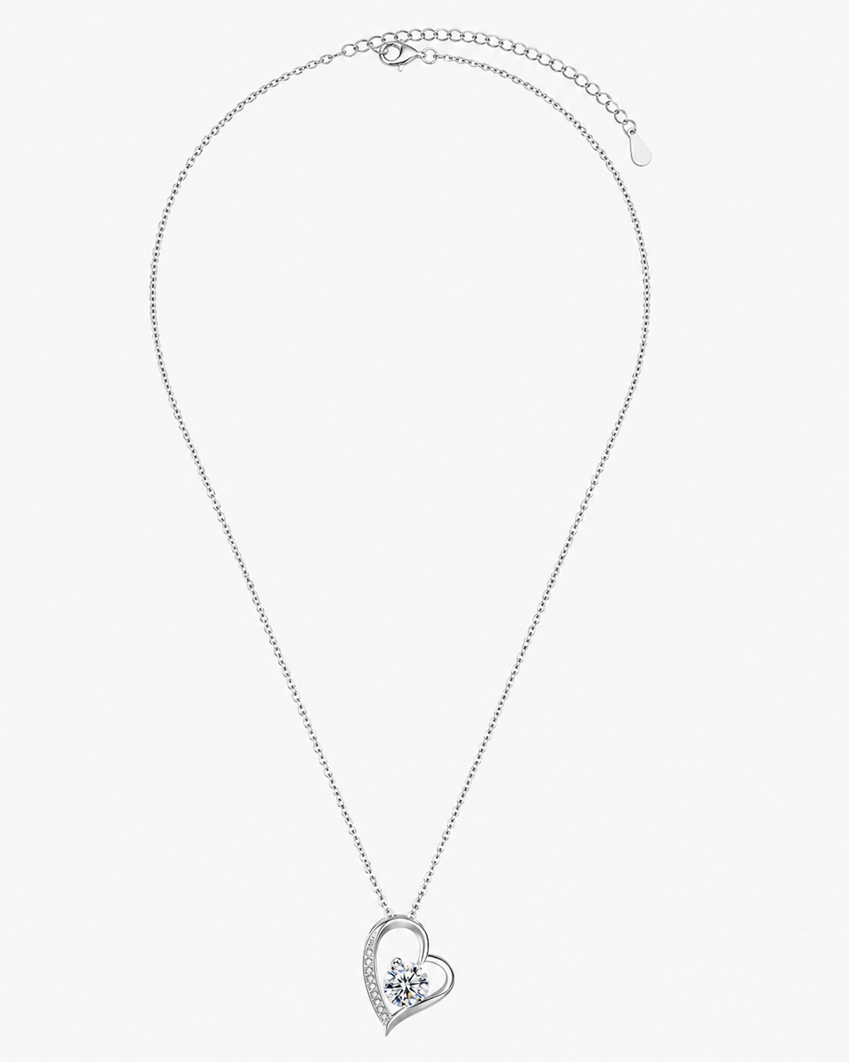 Kette „Herzstern“ – Herzanhänger mit Zirkonia-Mittelstein & Pavé-Linie – Silber