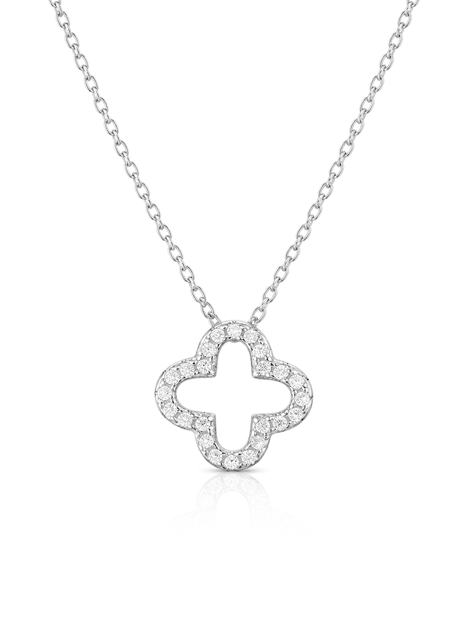 Moissanit Halskette „Clover“ – Offenes Kleeblatt