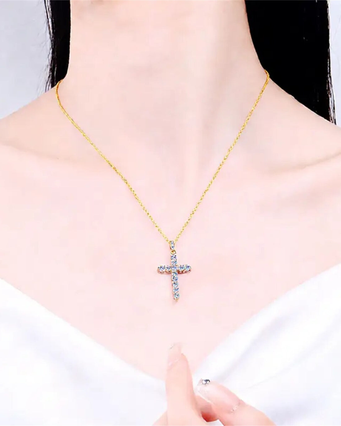 Moissanit-Anhänger Kreuz 1,2ct