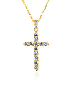 Moissanit-Anhänger Kreuz 1,2ct – Gold