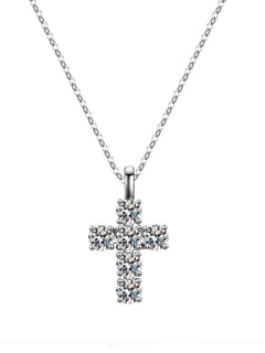 Moissanit Kreuzanhänger „Lumina Cross“ – 3 ct – Silber