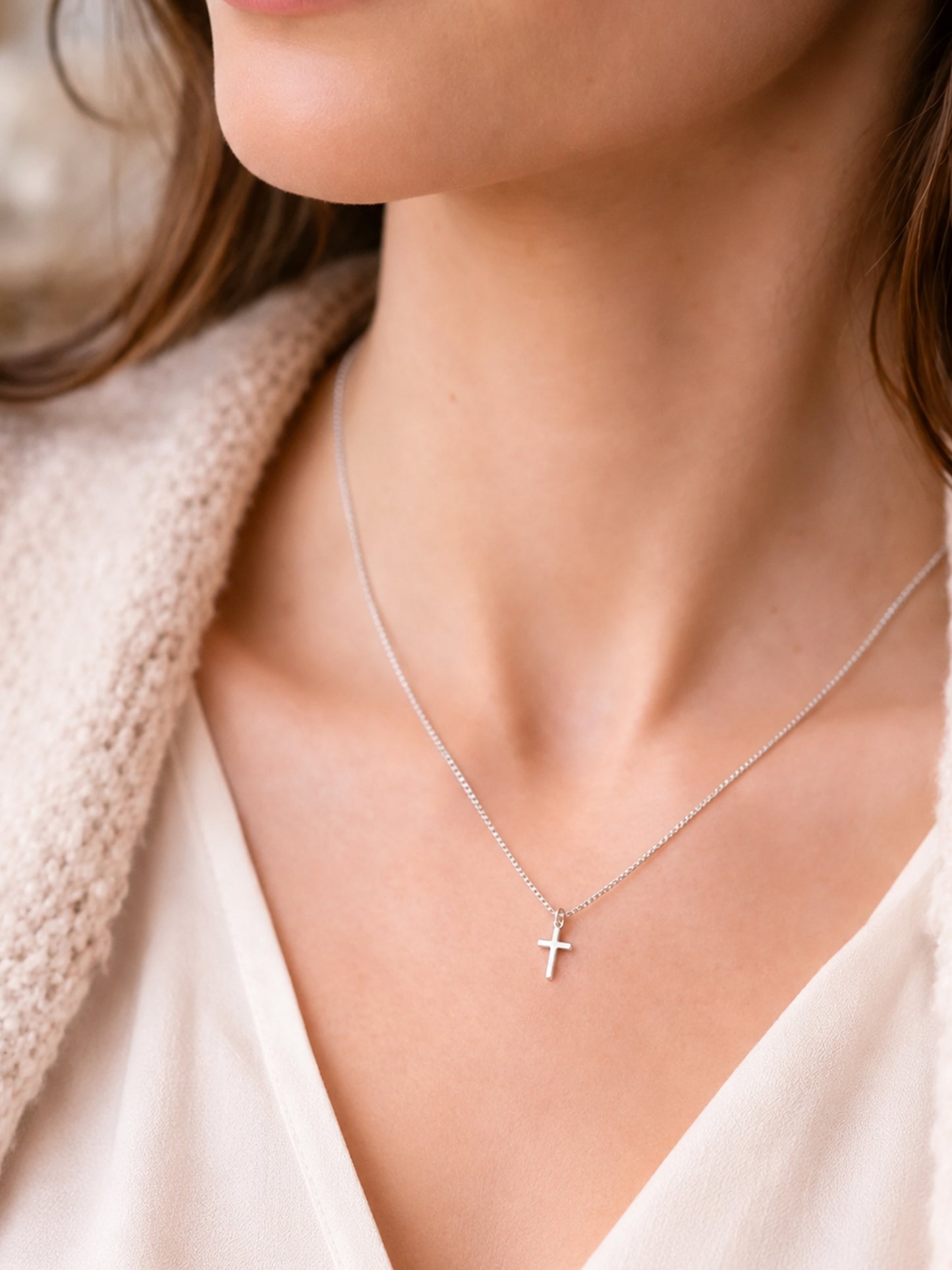 Kette „Kreuzruhe“ – Venezianerkette mit schlichtem Kreuz-Anhänger – Silber
