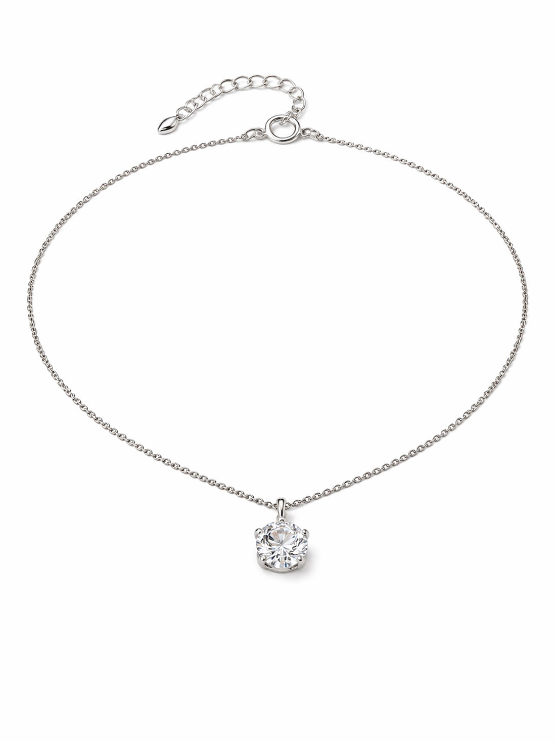 Kette „Leiser Funke“ – zarter Zirkonia-Anhänger, klar & schlicht – Silber – 925 Sterling Silber