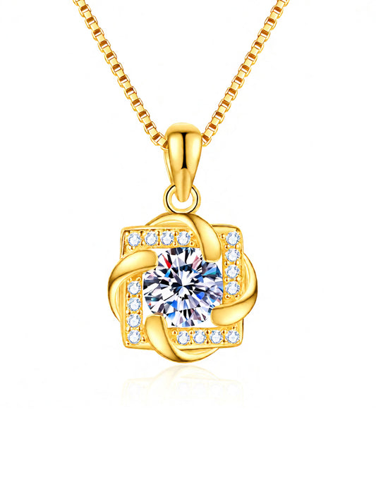 Moissanit Halskette „Eleganter Solitär“ 1 ct