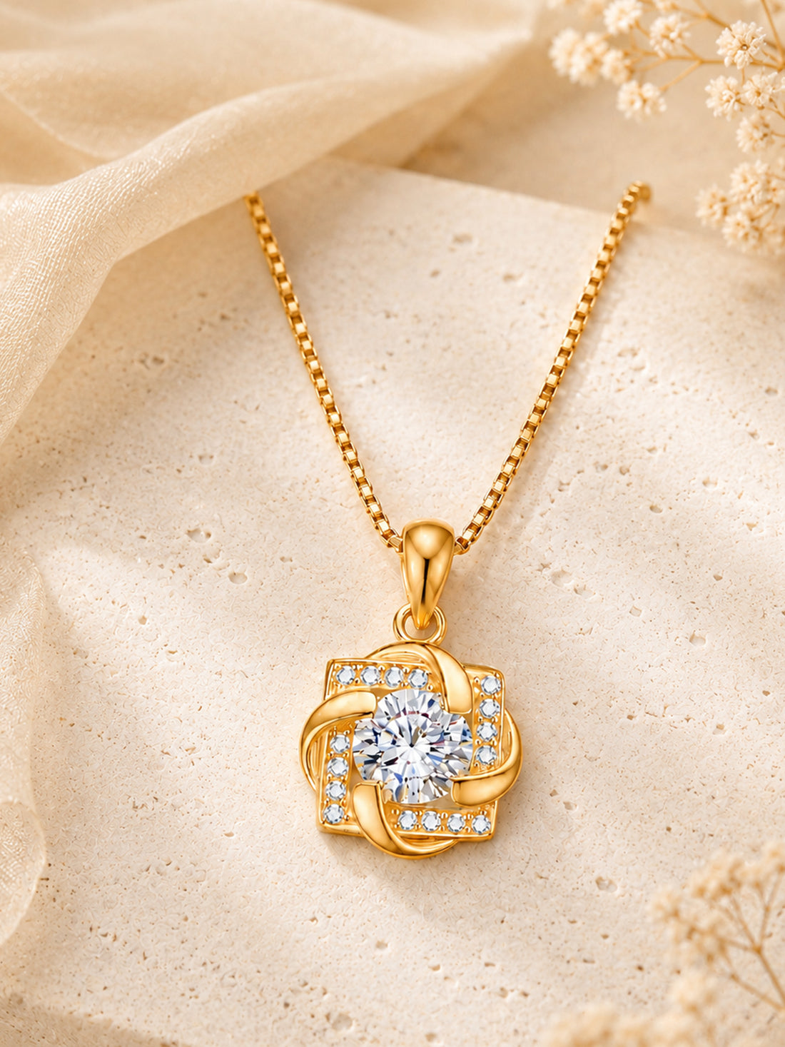 Moissanit Halskette „Eleganter Solitär“ 1 ct