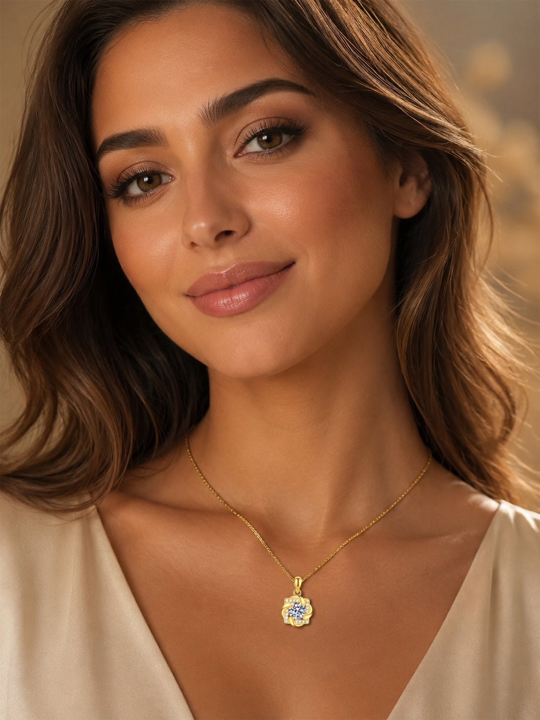 Moissanit Halskette „Eleganter Solitär“ 1 ct