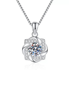 Moissanit Halskette „Eleganter Solitär“ 1 ct – Silber