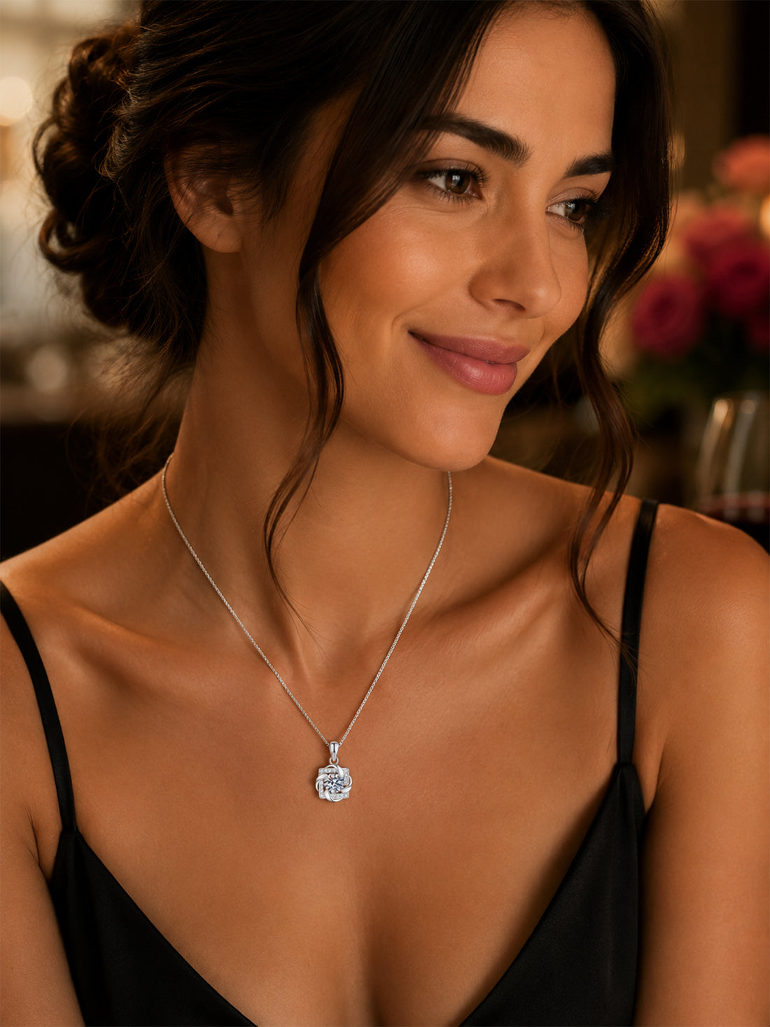 Moissanit Halskette „Eleganter Solitär“ 1 ct