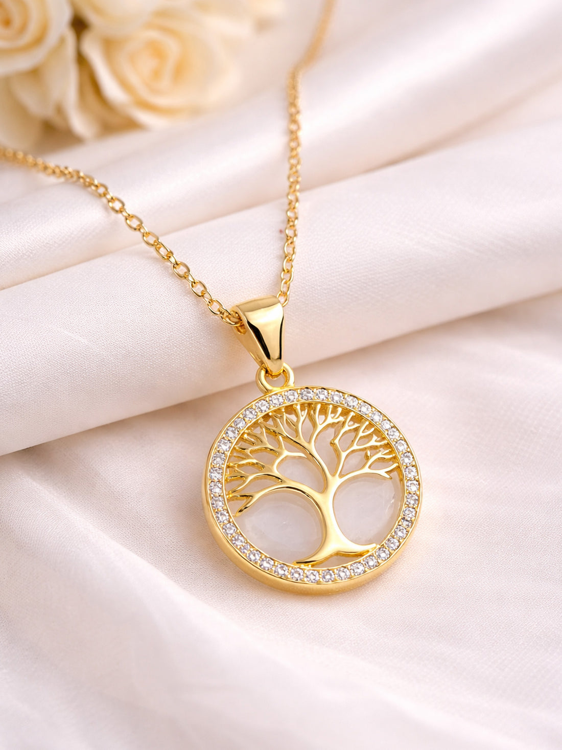 Kette „Wurzelliebe“ – Lebensbaum mit Zirkonia aus 925 Sterling Silber