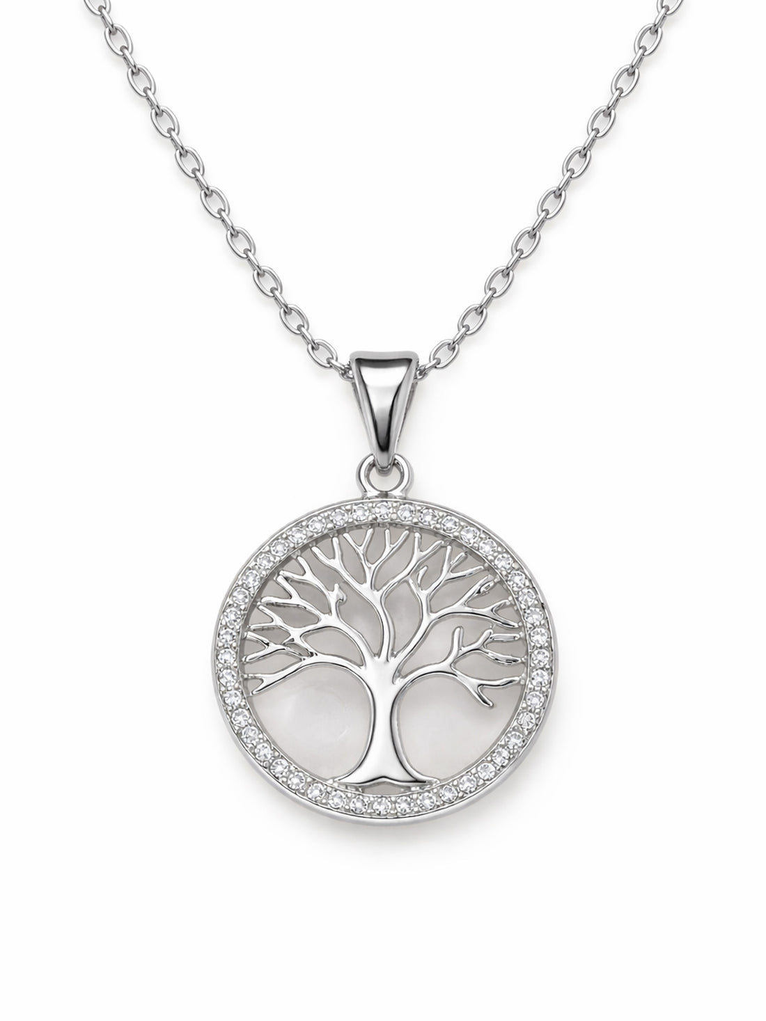 Kette „Wurzelliebe“ – Lebensbaum mit Zirkonia aus 925 Sterling Silber