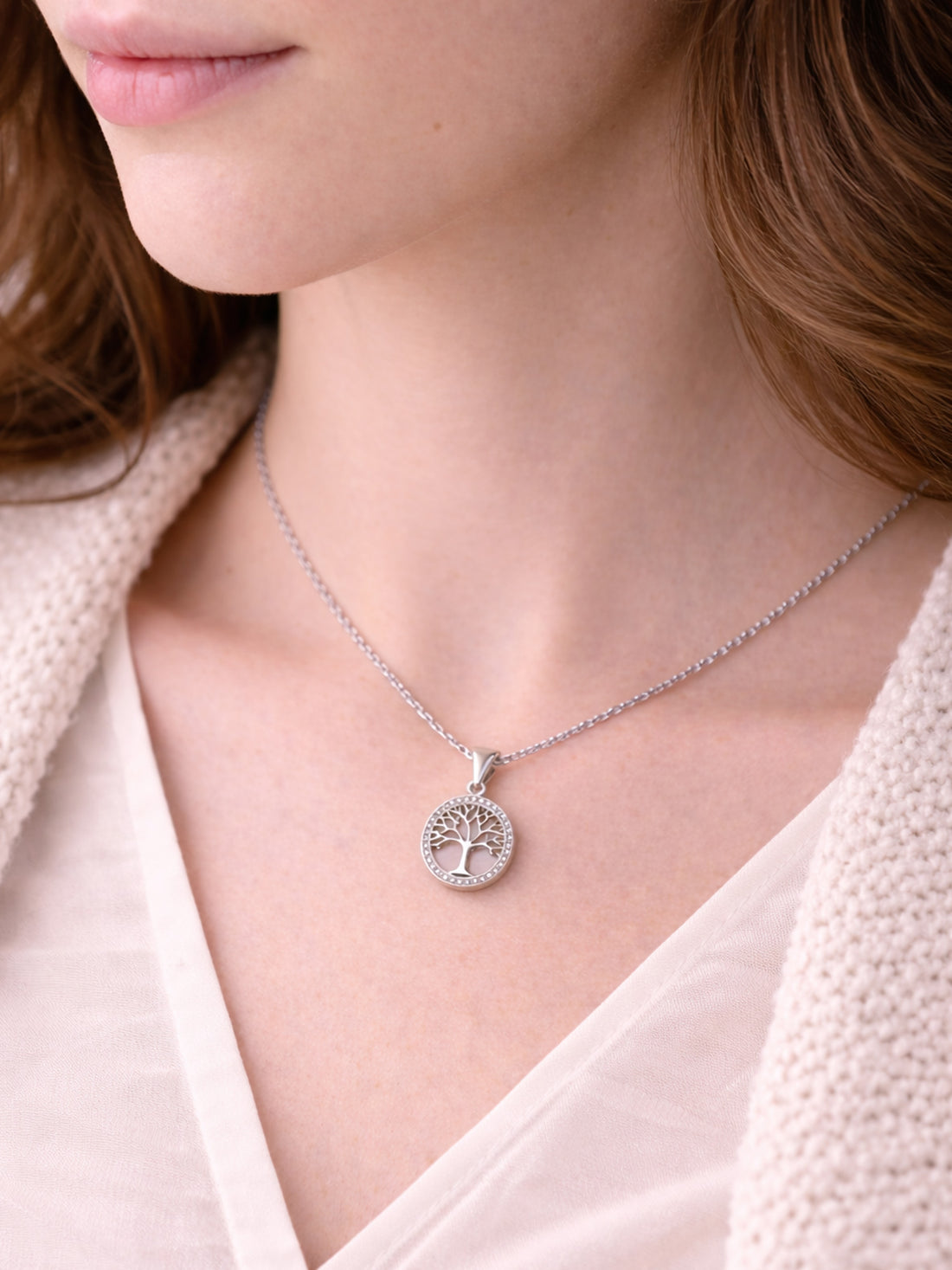 Kette „Wurzelliebe“ – Lebensbaum mit Zirkonia aus 925 Sterling Silber
