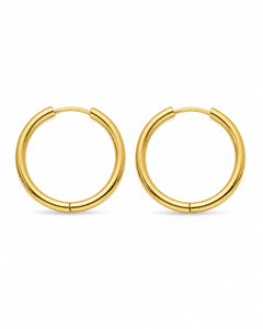Creolen „Feinglanz“ – klassisch rund, 23 mm, clean – Gold