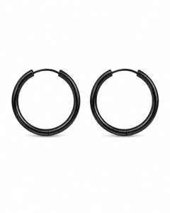 Creolen „Feinglanz“ – klassisch rund, 23 mm, clean – Schwarz