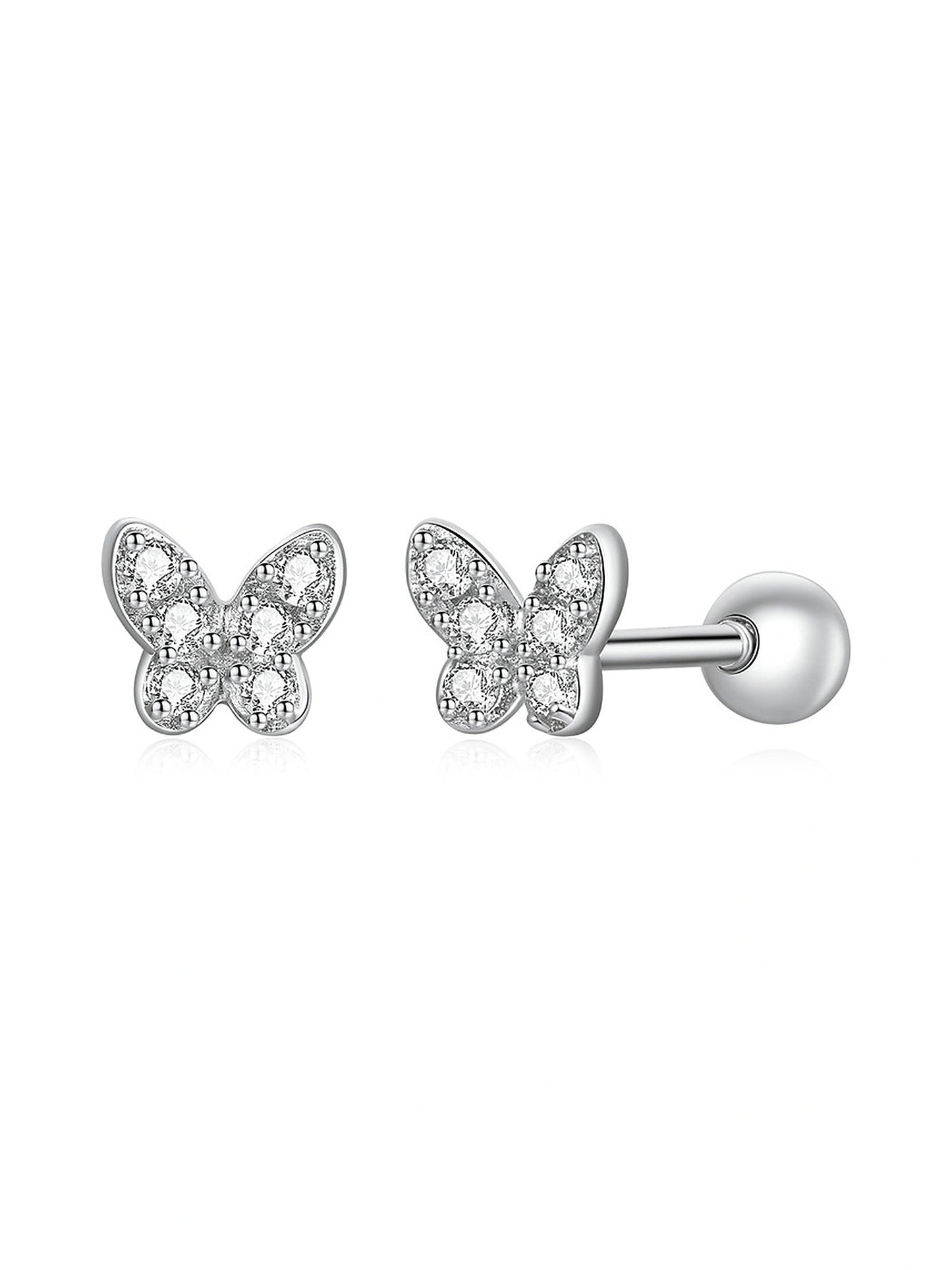 Ohrstecker „Flügelkuss“ – Schmetterling mit Zirkonia-Funkeln – Silber
