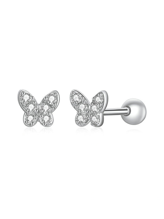 Ohrstecker „Flügelkuss“ – Schmetterling mit Zirkonia-Funkeln – Silber