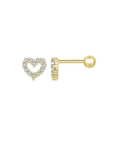 Herz-Ohrstecker „Herzkranz“ – Zirkonia-Herz, romantisch elegant – Gold