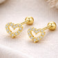 Herz Ohrstecker Herzkranz mit Zirkonia – Silber oder Gold – 925 Sterling Silber