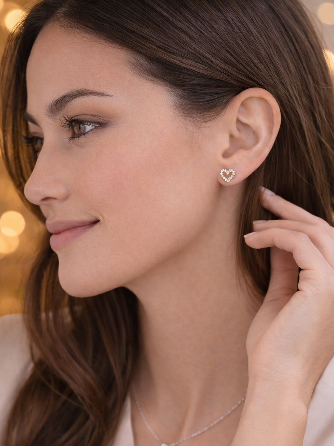 Herz Ohrstecker Herzkranz mit Zirkonia – Silber oder Gold – 925 Sterling Silber