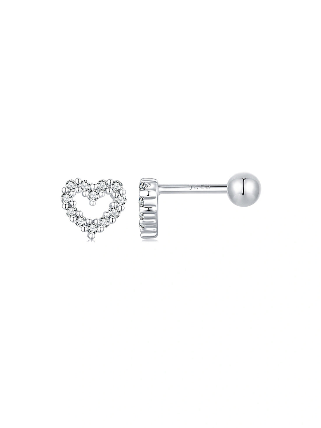 Herz Ohrstecker Herzkranz mit Zirkonia – Silber oder Gold – 925 Sterling Silber