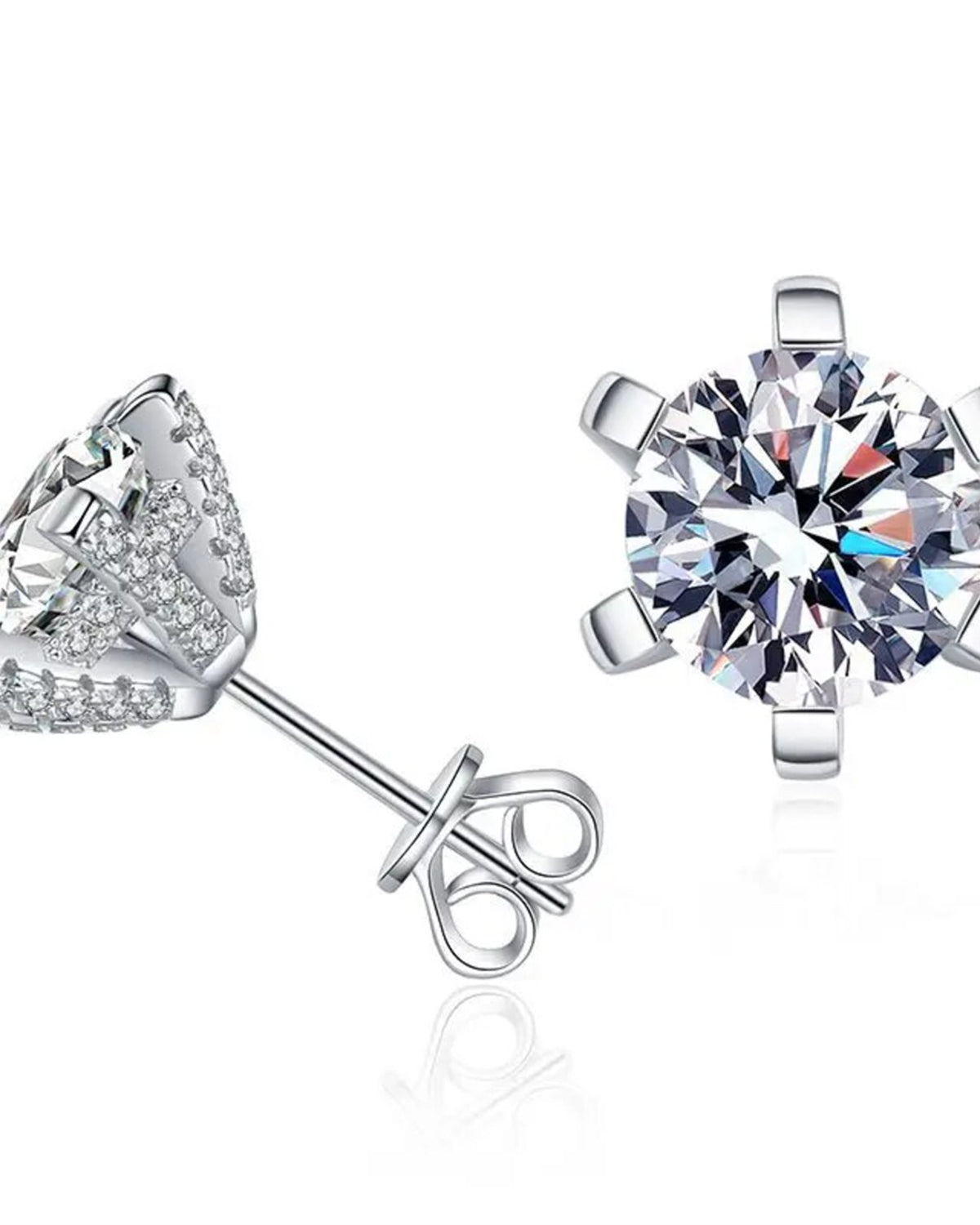 Moissanit Ohrstecker „Pavé Line“ 1 ct (Silber)