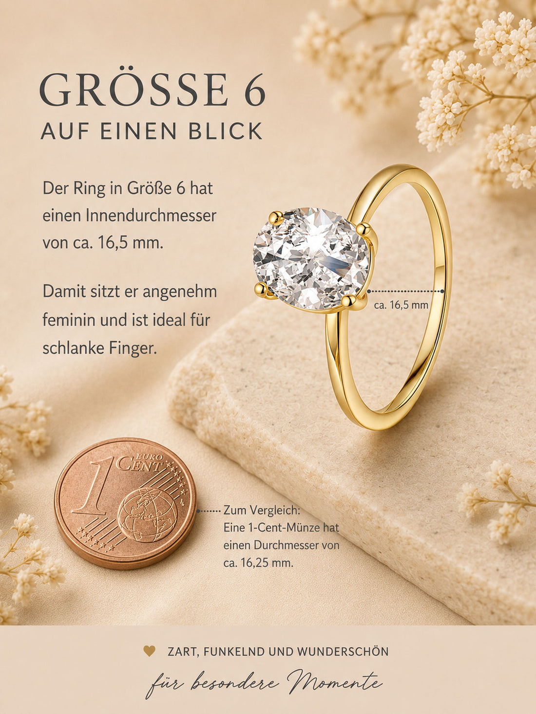 Moissanit Solitär-Ring „Crown“ – 1 ct Gold