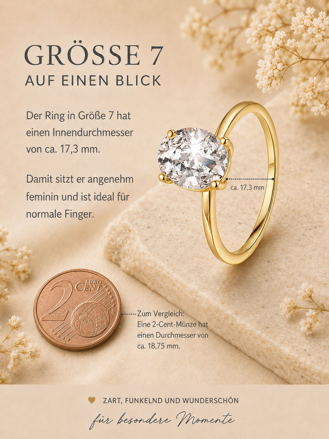 Moissanit Solitär-Ring „Crown“ – 1 ct Gold