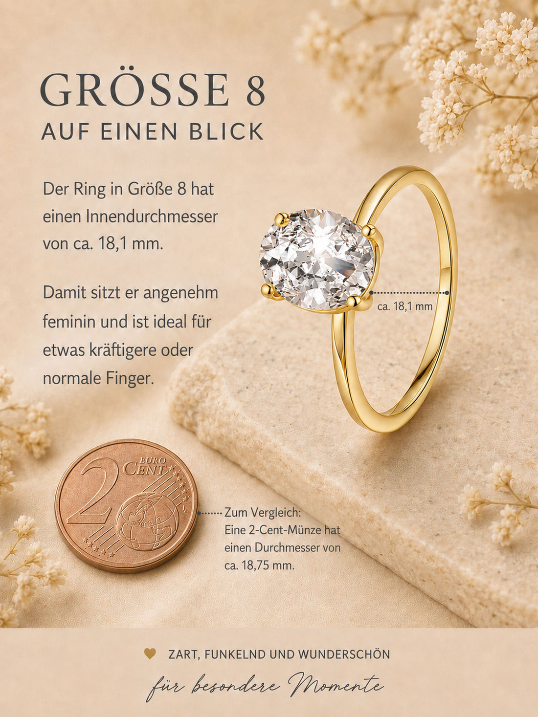 Moissanit Solitär-Ring „Crown“ – 1 ct Gold