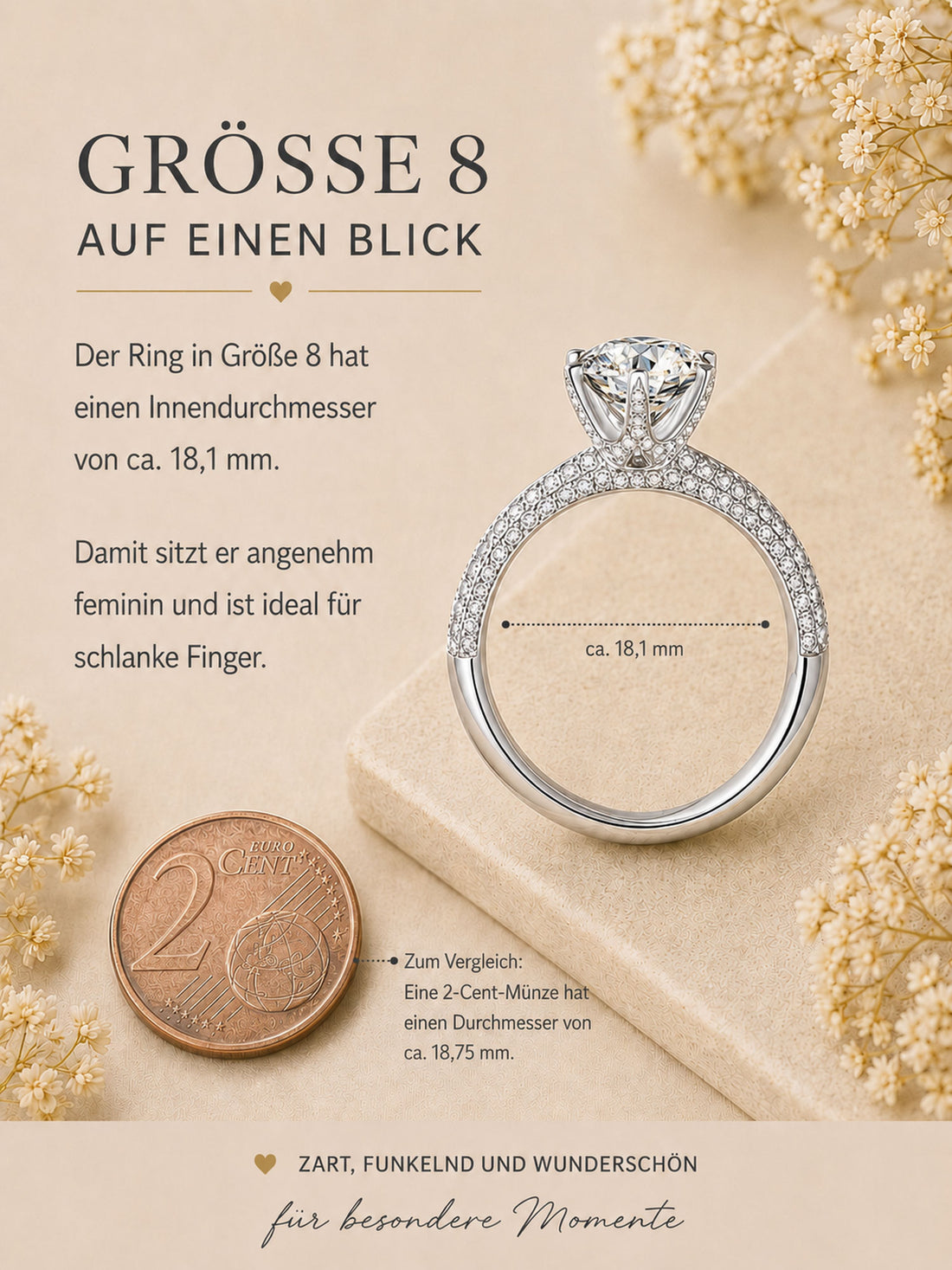 Moissanit Solitärring „Crown Split“ 1ct