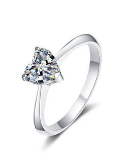 Moissanit-Solitärring „Herzlicht“ (1 ct) – Herzschliff – Silber