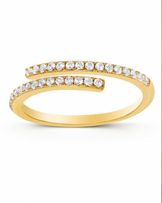 Ring „Lichtbogen“ – offenes Wrap-Design mit Zirkonia-Reihen