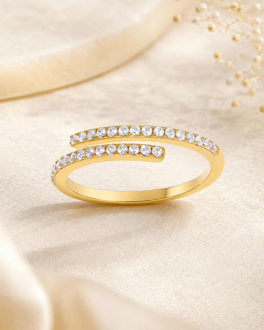 Ring „Lichtbogen“ – verstellbar, Zirkonia, 925 Sterling Silber