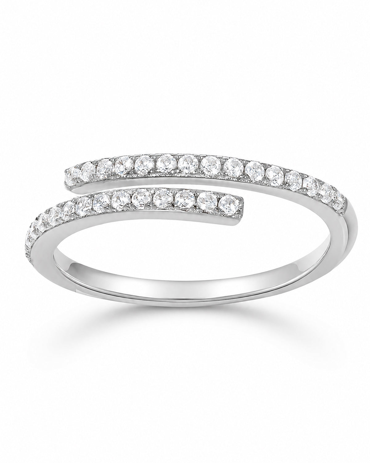Ring „Lichtbogen“ – offenes Wrap-Design mit Zirkonia-Reihen