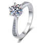 Solitär-Ring „Sol01“ – 6-Krappen, Pavé-Schiene – Silber