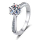 Solitär-Ring „Sol01“ – 6-Krappen, Pavé-Schiene – Silber