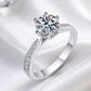 Solitär-Ring „Sol01“ – 6-Krappen, Pavé-Schiene – Silber