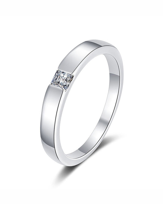 Ring „Klarversprechen“ – minimalistischer Solitär mit eckigem Stein – Silber