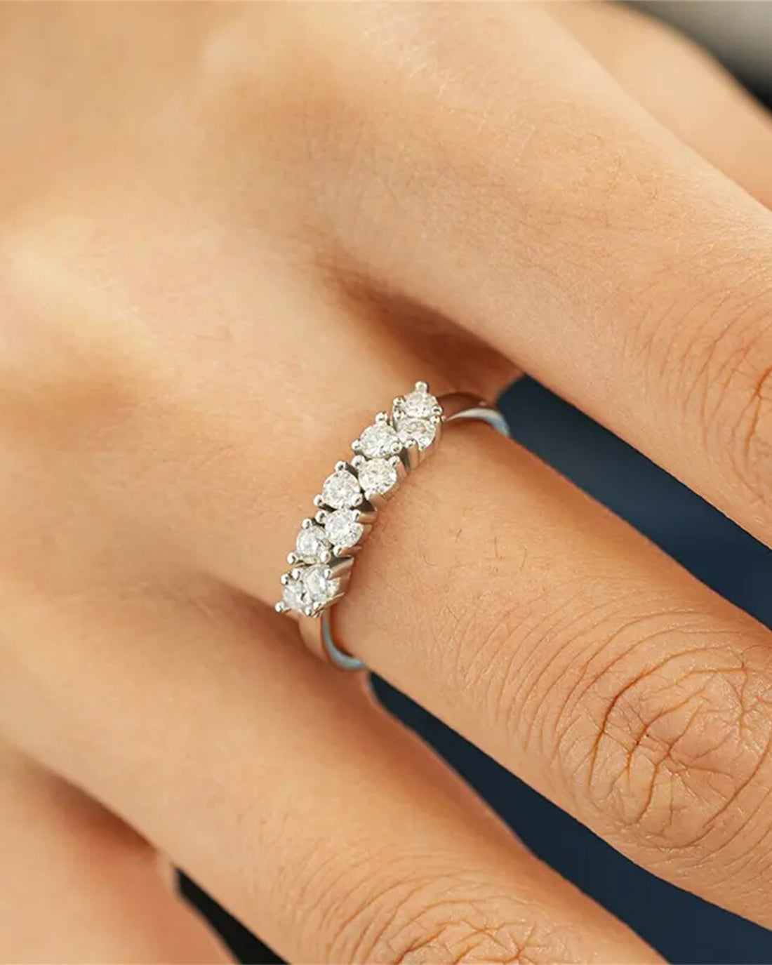 Moissanit Halbkranz-Ring „Tiara“ 0,1ct