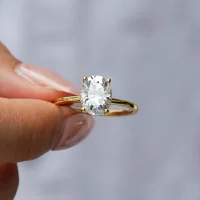 Moissanit Solitär-Ring „Crown“ – 1 ct Gold