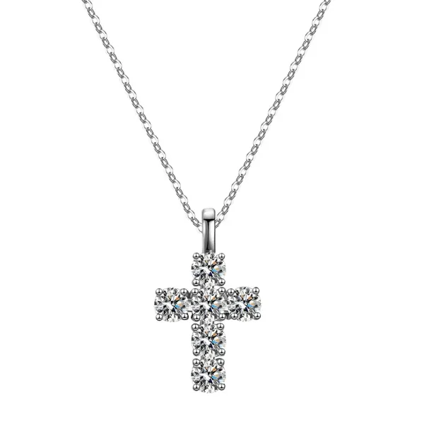Moissanit Kreuzanhänger „Lumina Cross“ – 3 ct Silber
