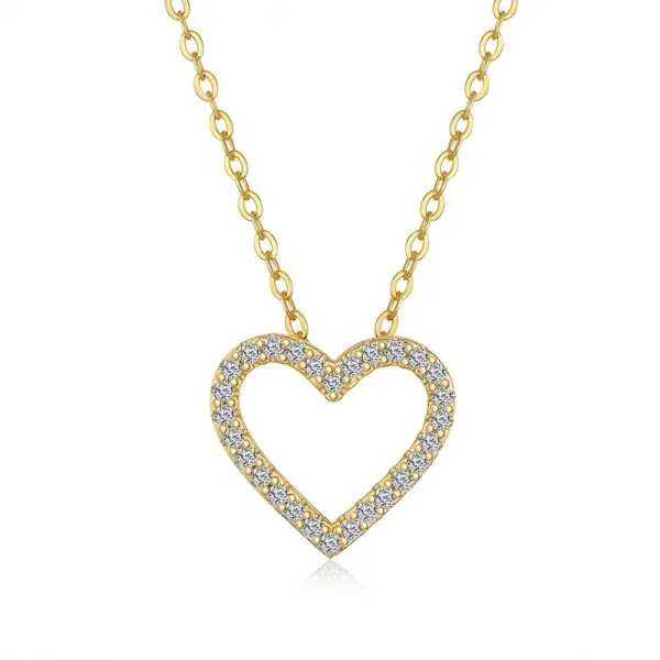 Moissanit-Halskette „Open Heart“ – Offenes Herz mit Pavé (0,3 ct)