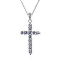 Moissanit-Anhänger Kreuz 1,2ct