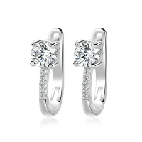 Moissanit Ohrstecker „Arc“ – Halbcreolen