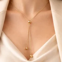 Y-Halskette „Lariat Glide“ – Verstellbarer Slider Gold