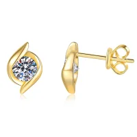 Moissanit Ohrstecker „Twist“ Gold